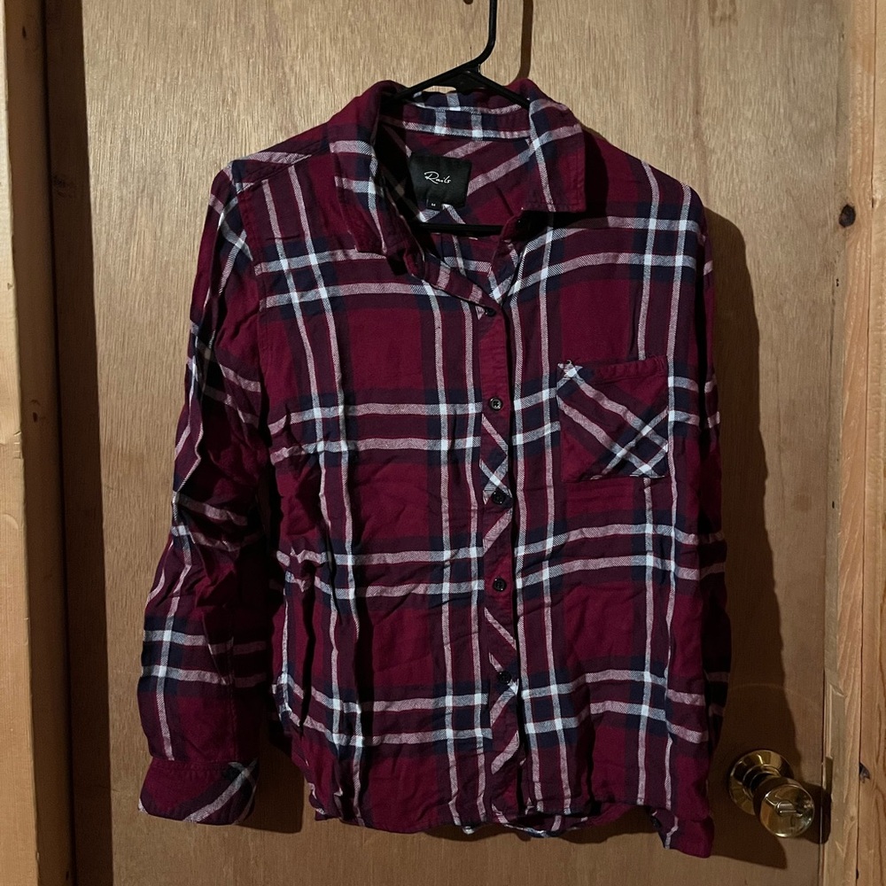 Rails Burgundy and White Plaid Shirt